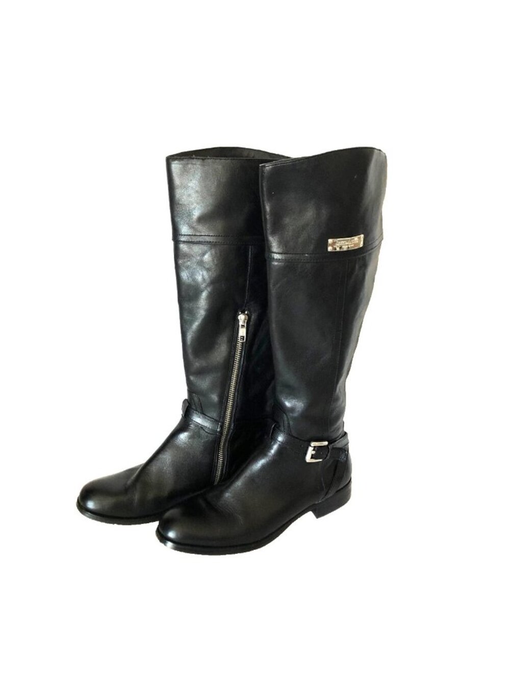 Coach Micha Black Leather Zippers Knee High Riding Boots US 6 B Pre-Owned